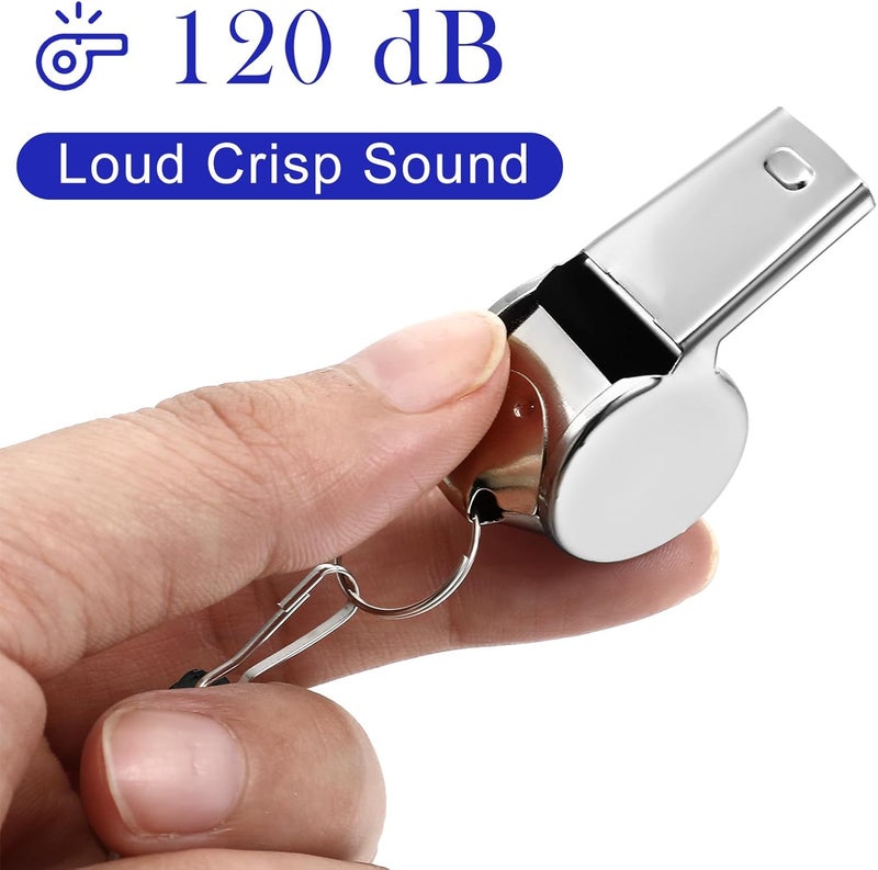 Kingdder 100 Pcs Metal Referee Whistle Bulk for Coach Whistles for Adults with Lanyard Stainless Steel Sports Whistle Emergency Loud Sound Whistle for Teachers Polices School Sports - Image 4